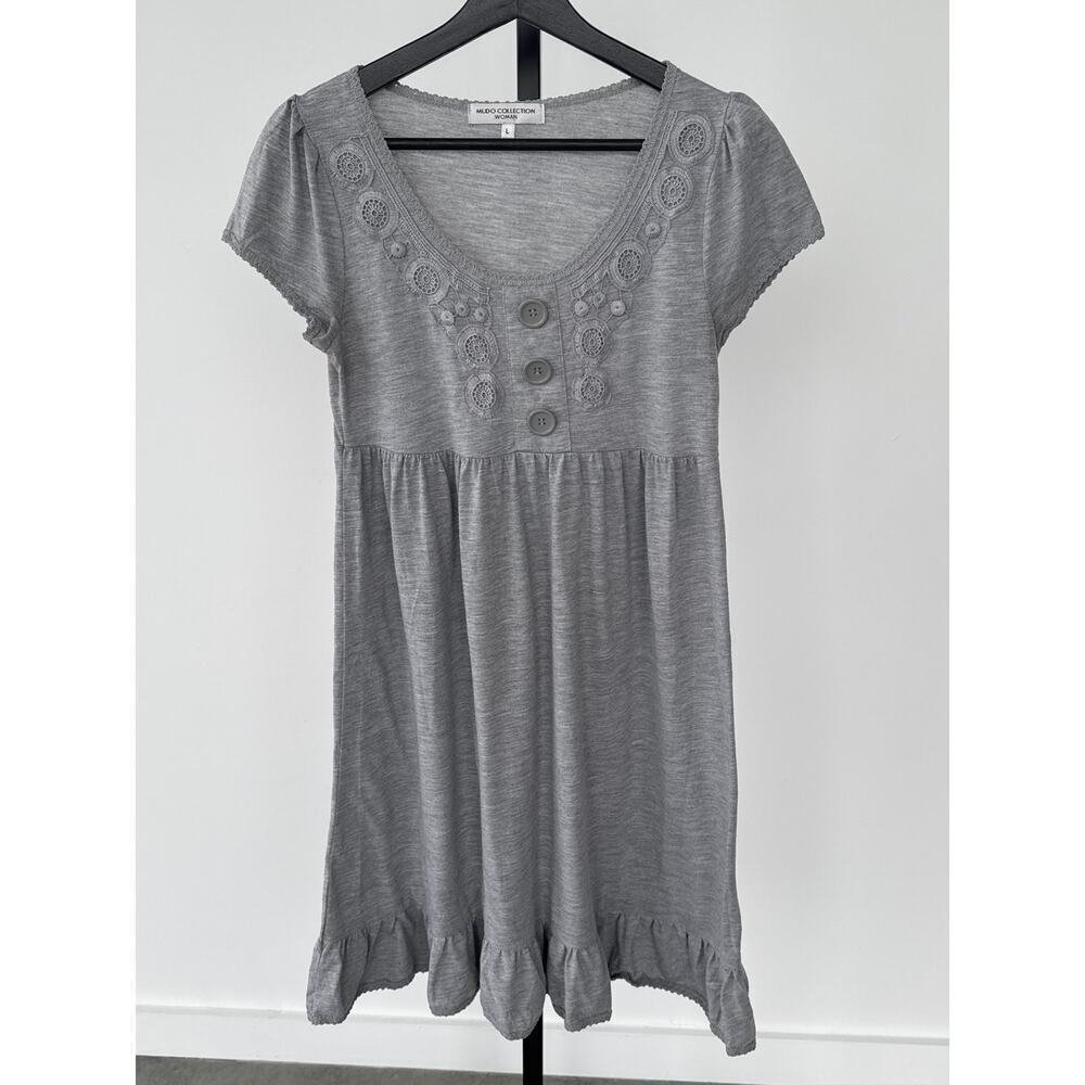 MUDO COLLECTION WOMEN’S GRAY SCOOP NECK MINI DRESS SIZE LARGE